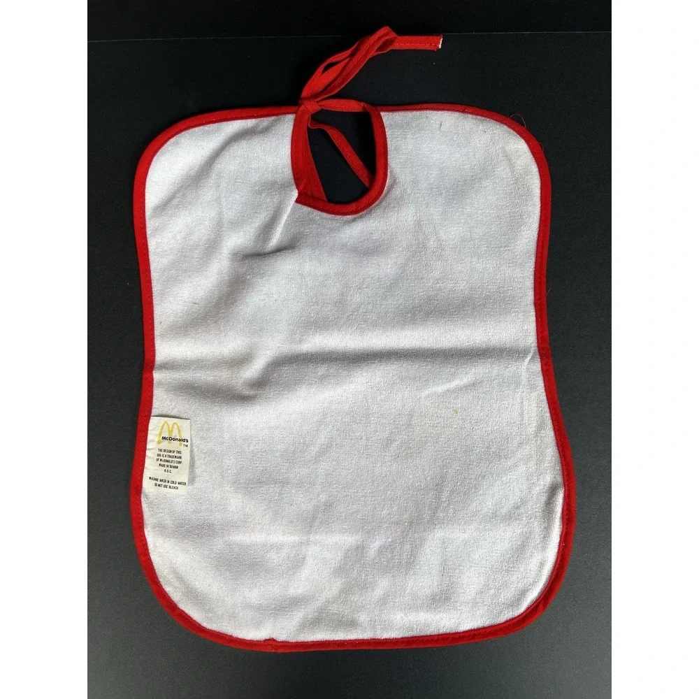 VTG 1984 McDonalds Ronald McDonald Time To Eat Baby Bib Vinyl Terry Cloth‎ 13x11